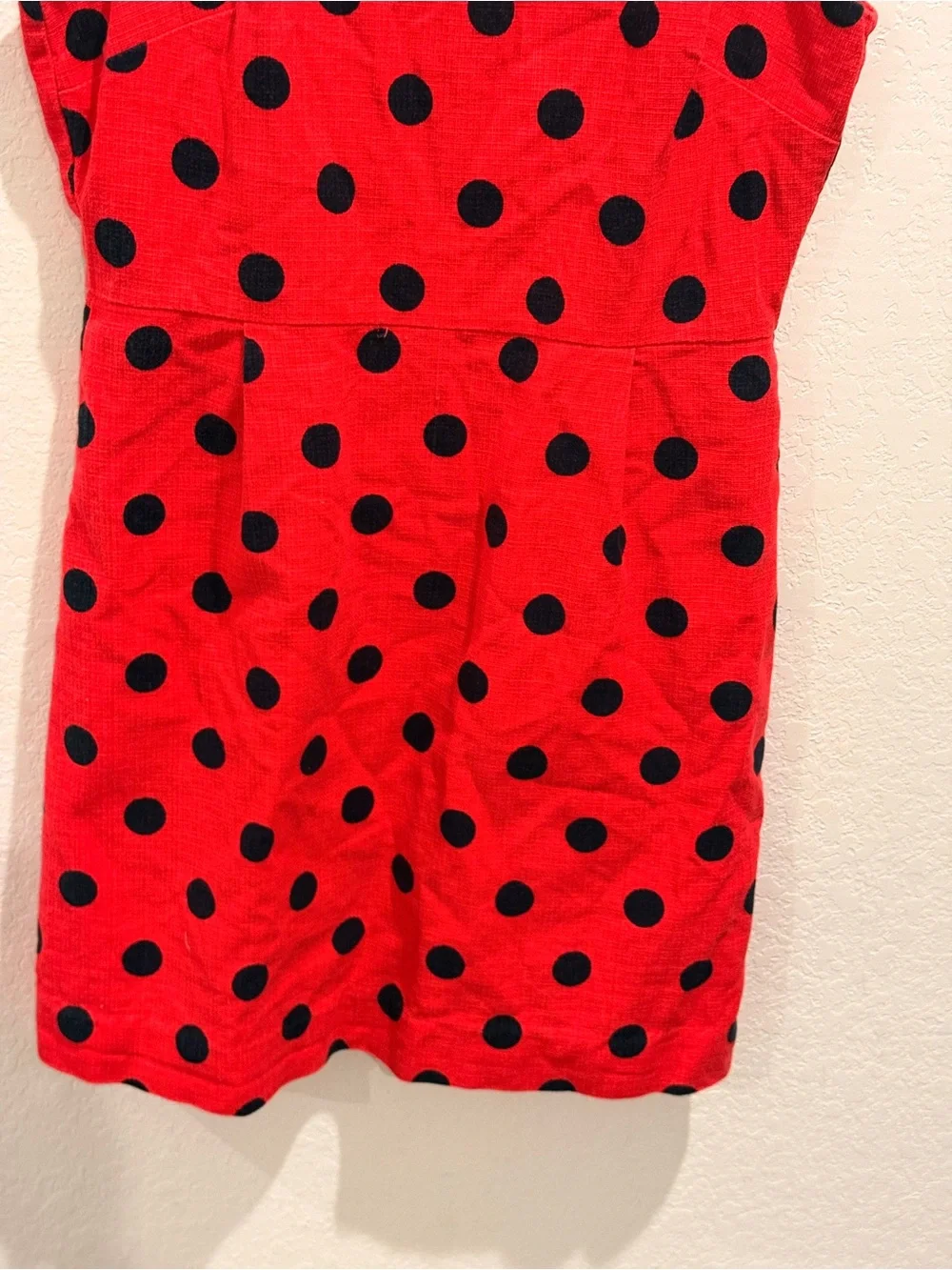 J. Crew Red Dress with Black Polka Dots